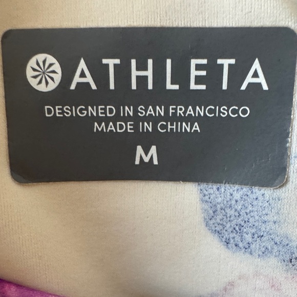 Athleta Watercolor Floral Crop Rash Guard Long Sleeve Twist Waist Size Medium - Picture 6 of 7